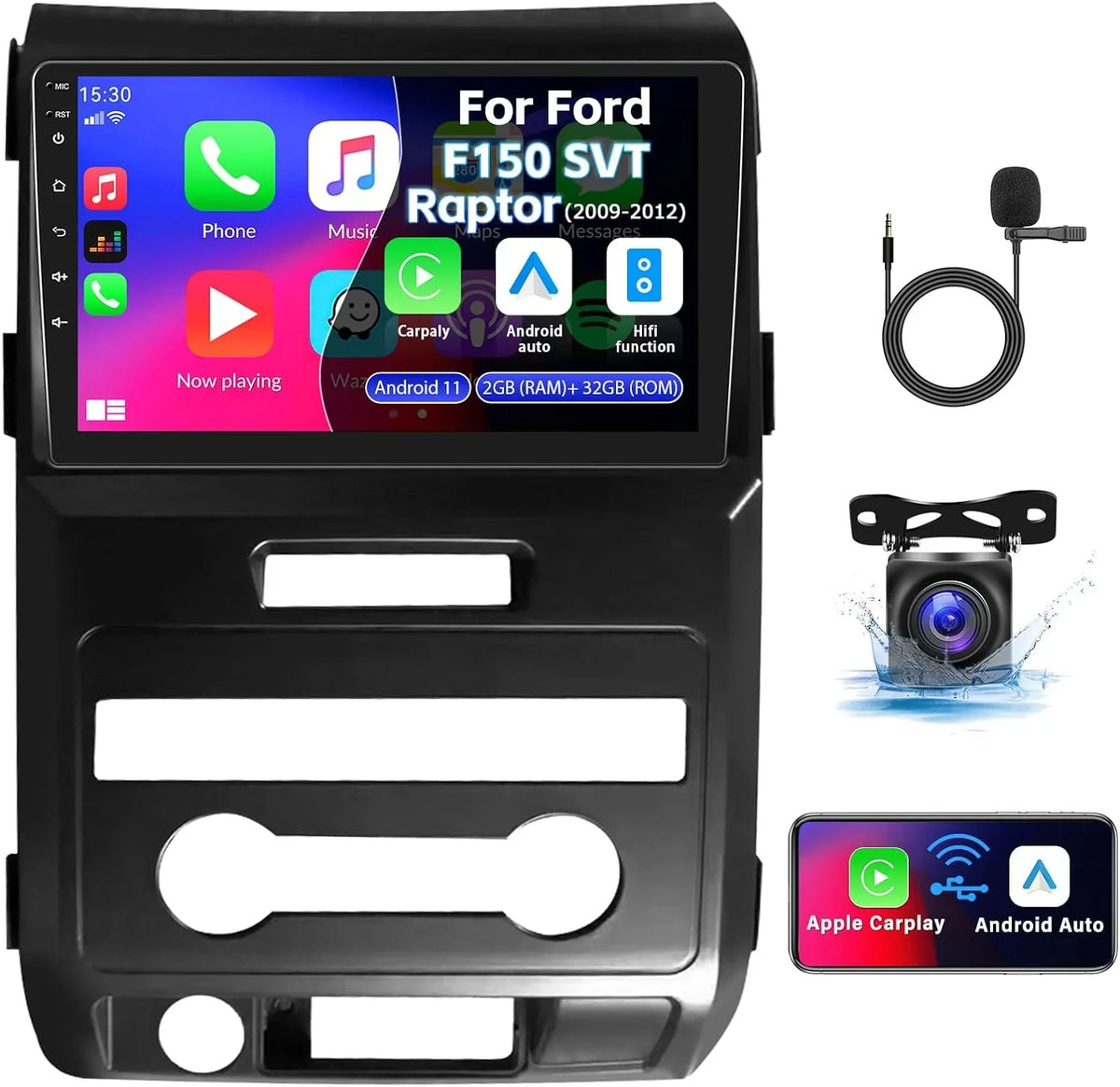 with Ford 2011 for Raptor Stereo 2009 Radio, 2010 Navigation /WiFi Car Android Auto Car CarPlay Touchscreen F150 Wireless with 9” Radio Camera& 11 Backup Bluetooth Android 2012