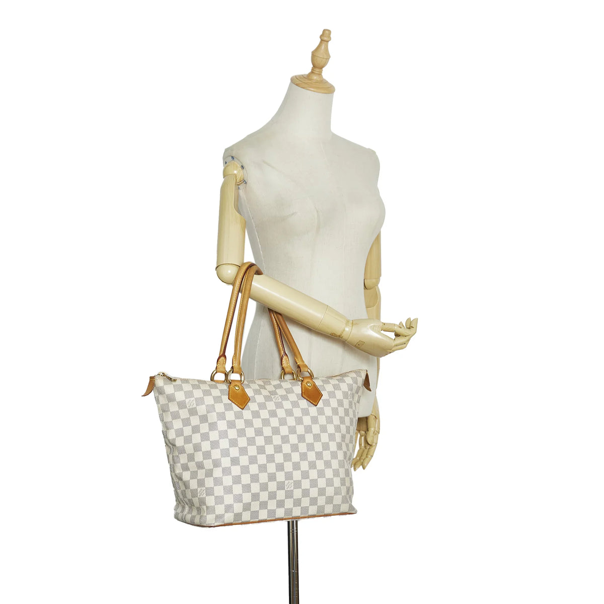 Bag Unisex Vuitton (Good) Azur Tote Louis White Pre-Owned Damier Canvas Authenticated Saleya