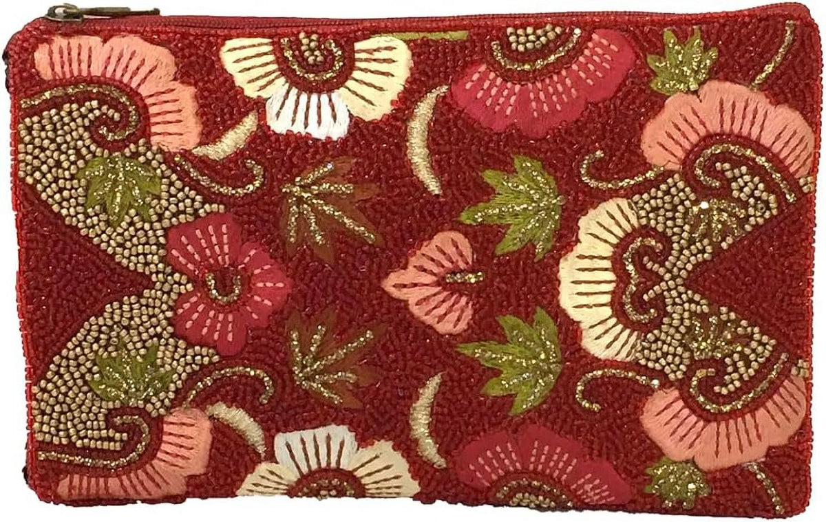 Bloom Floral Bag Phone Red Multi Crossbody, Ruby Club Beaded