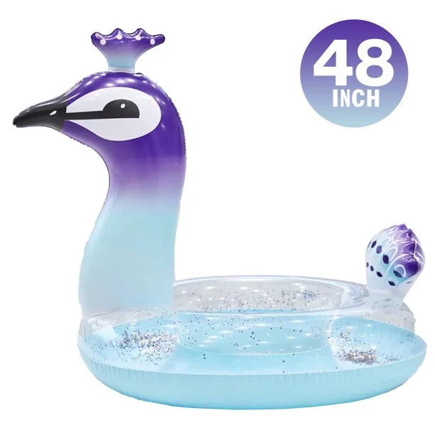 Alin Raft Swimming Party for Moisture Designed Inflatable Decorative Peacock Float Kids Inch Glitter Toys Beach Valves Fast Summer Game with Pool | Lounge Pool 48