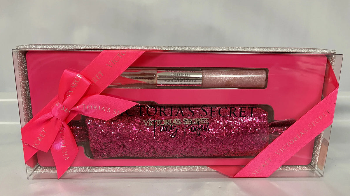 Sparkle Bag Bombshell Lip Pink Bag Gift Duo Gloss Party Set Set Rollerball Glitter and & Secret Victoria's