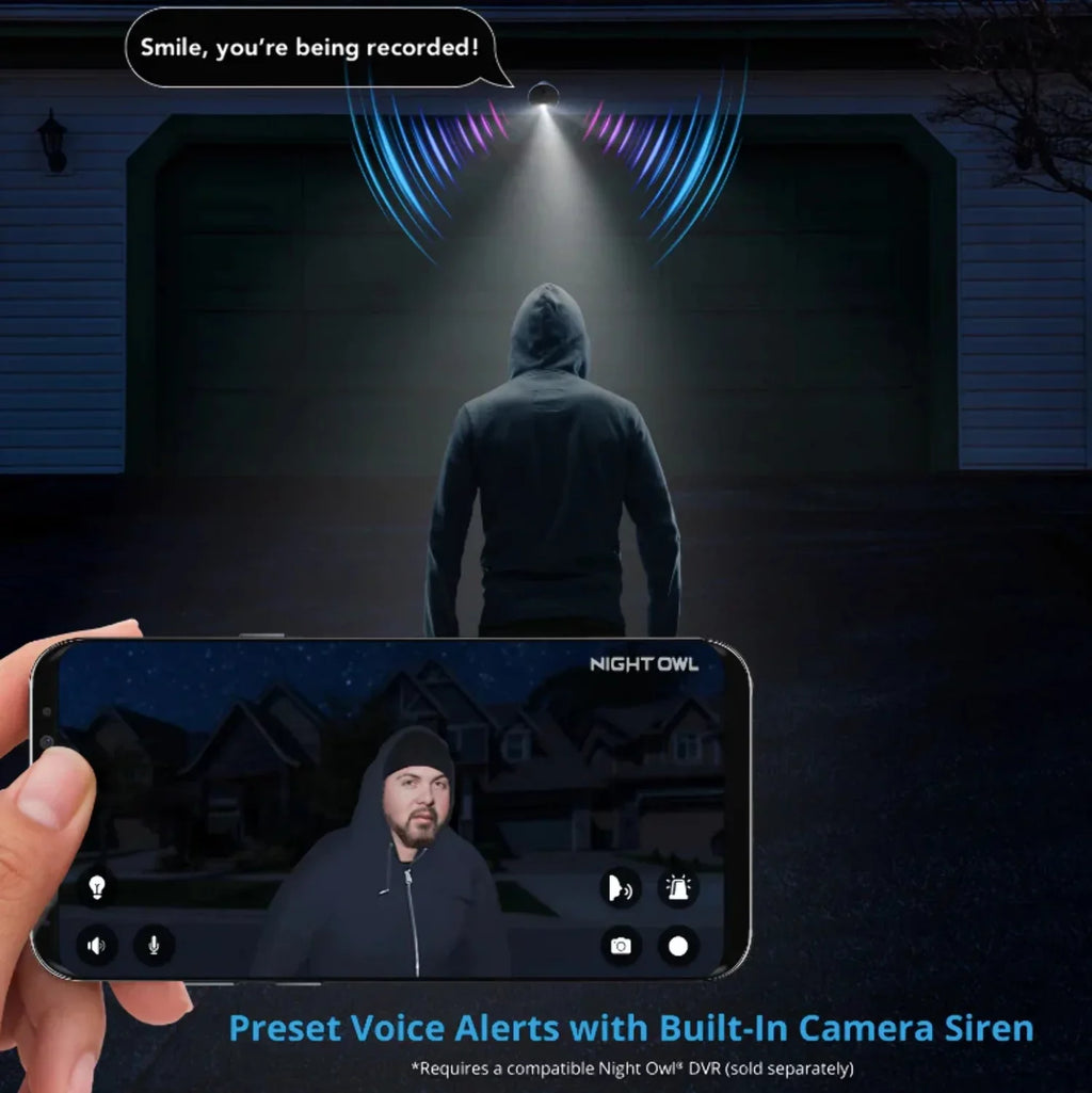 with Wired 2 Sirens Restored Premium Pack Owl (Refurbished) Add Cameras 1080p - On White Audio Alerts Spotlight - and Night
