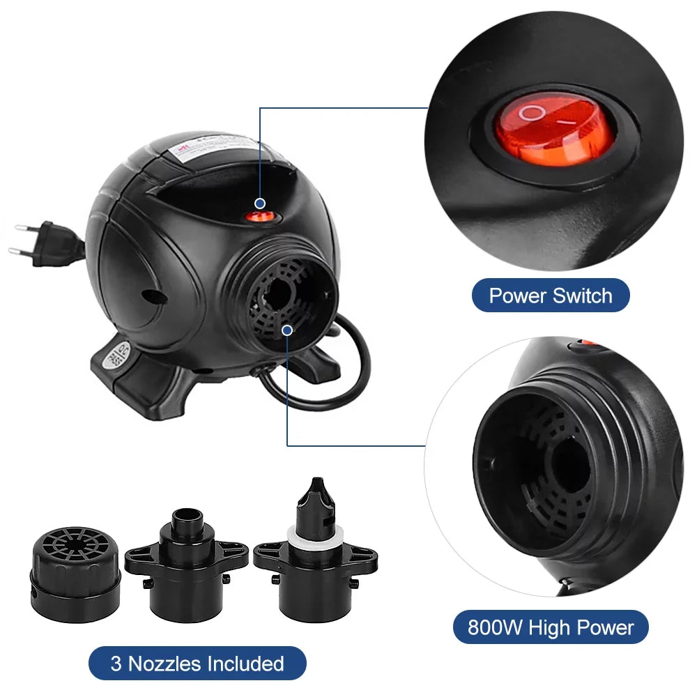 3 Anself Pool Portable Nozzles Inflatables 800W Pump Air Inflator with Float Deflator Electric Bed for Air