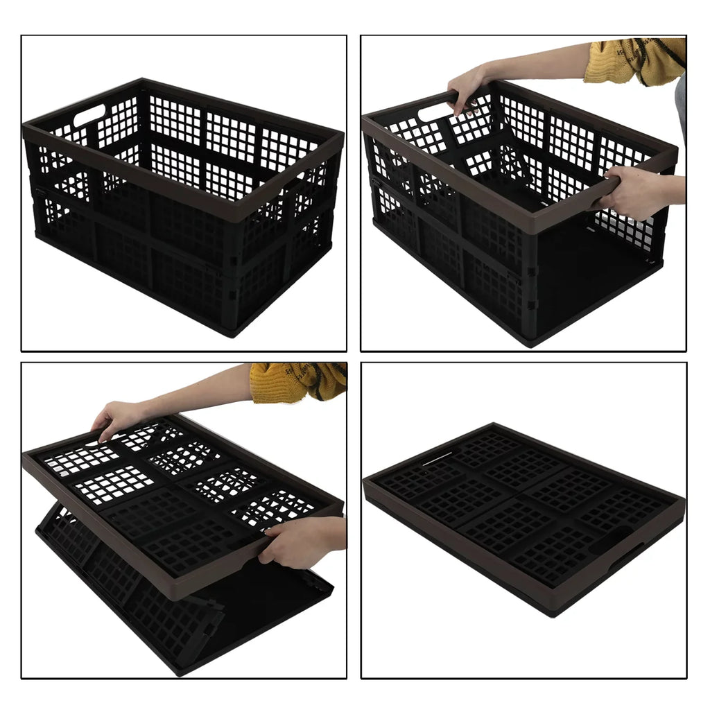 3-Pack Storage Morcte Stacking Folding 42 Collapsible Crates, Storage Plastic L Basket,