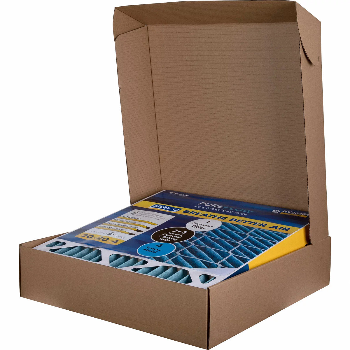 Layers -13 HV20204, Pack-of-2 Air 20x20x4, Filtration PureFlow 4 Technology, with Advanced Filter of Home Furnace
