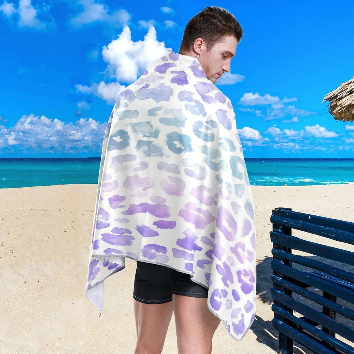 Towel Swimming Holiday Super （405） Absorbent Compact Leopard Dry Oversized Camping Towels Beach Towel Travel Lightweight for - Bestwell Quick - Gradient