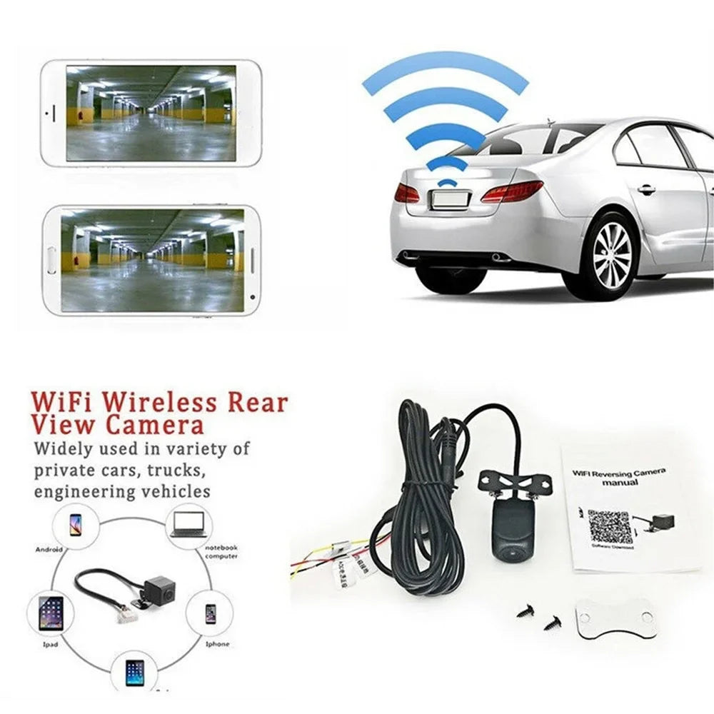 Moistureproof View Camera Backup with Night Wireless Vehicles, Backup Vision, IP67 Rear Monitor Reversing Wireless Camera WiFi Car, Camera for