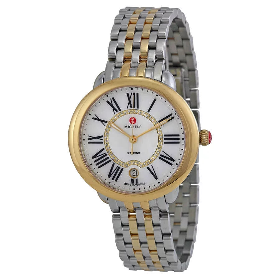 Diamonds MWW21B000015 Women's 46 Michele Mid of Watch 2-Tone Pearl Mother Serein