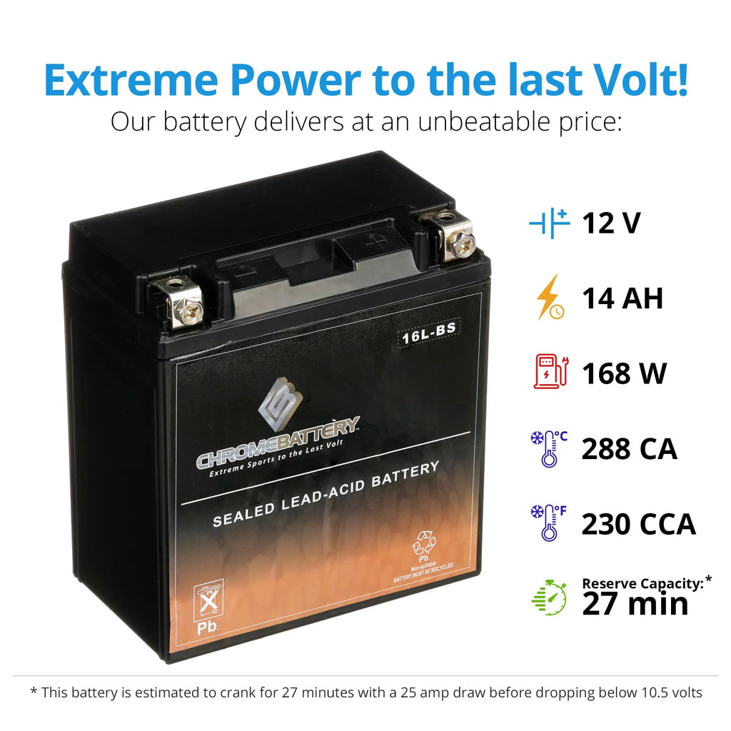 for Volt,14 Battery Battery 230 ) Jf650 1991 Ski 650cc Chrome X2 12 Jet (16L- Ah, Kawasaki YTX16L-