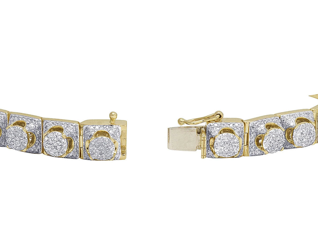 8MM 6.6 Yellow Men's 10K Diamond 8.5" Bracelet Gold Cluster
