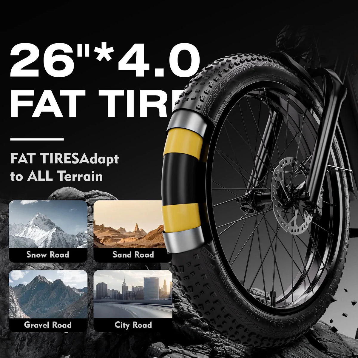 bike mountain motor, double 52V 26*4 double absorbers, bike, shock 7-speed fat 750W electric battery, Adult inch tire electric 19Ah bike snow beach electric brakes,