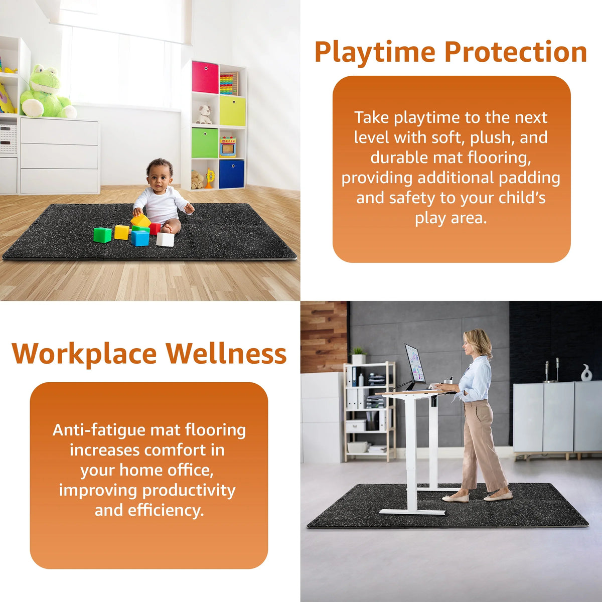 Gym Rubber Floor - 12 Density Thick Top Fitness Home Flooring High Mat Interlocking 1/2" Gym Sivan for Gym Foam