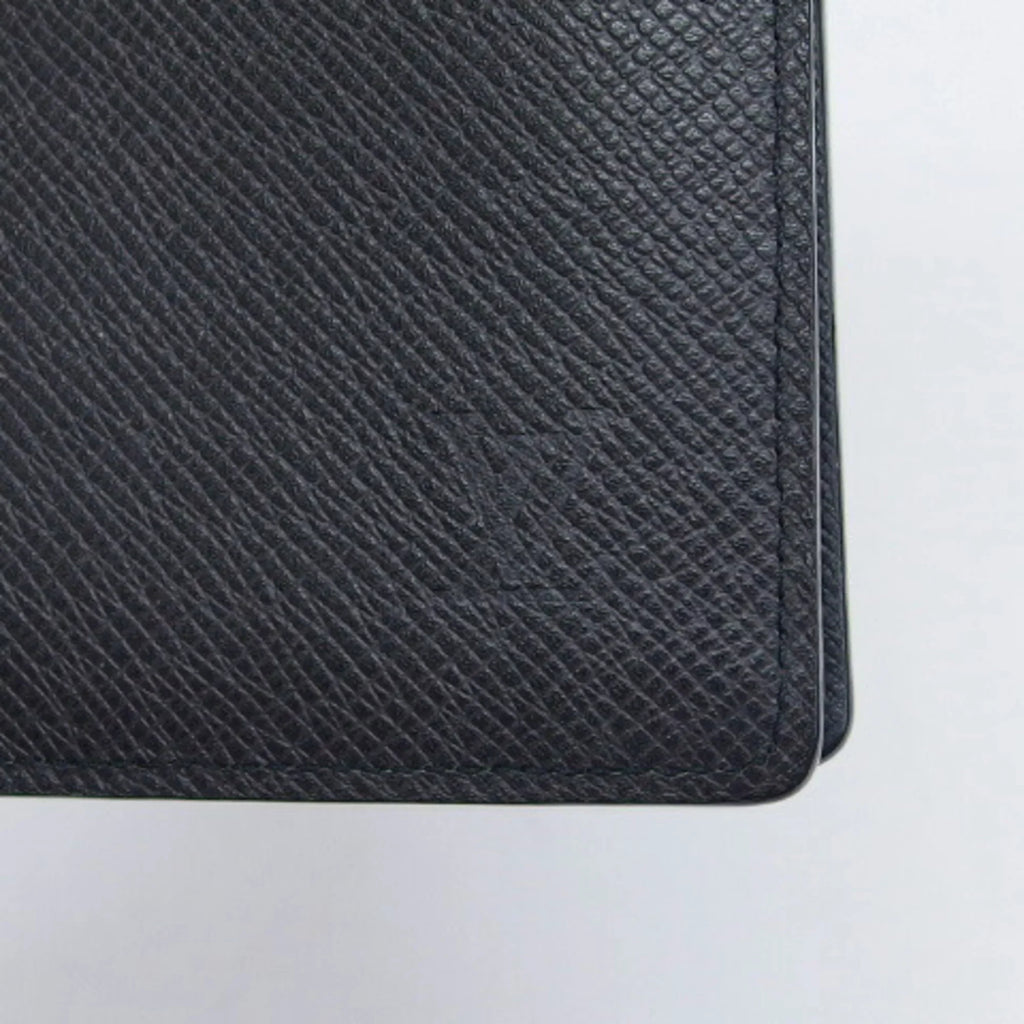 Pre-Owned Wallet (Good) Long Vuitton Black Bifold Billfold Taiga Louis