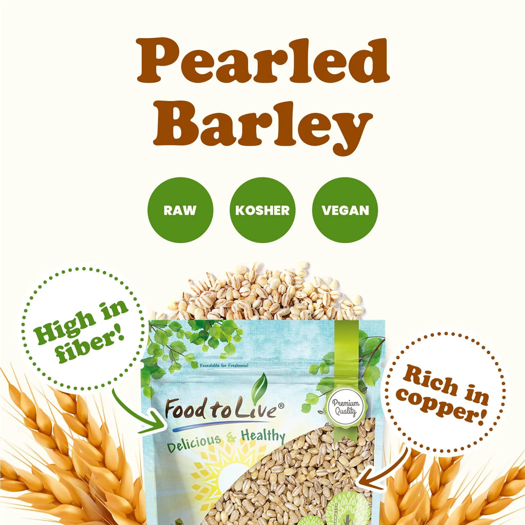 25 Vegan, Pearled — to Raw Food by Barley, Kosher, Pounds Live —