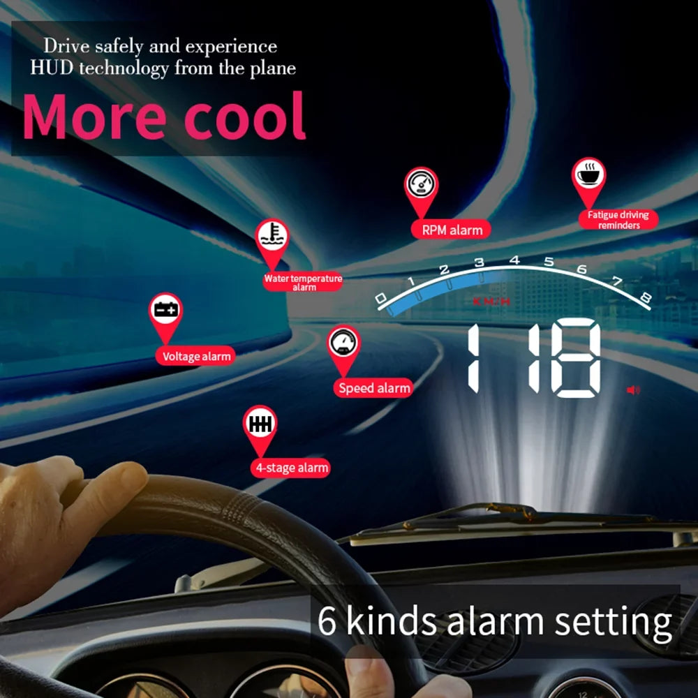 Display Car Speedometer Head Auto Tachometer Carevas M6S Universal Speed/Moisture 3.5" Up Temperature/Voltage Truck Projector Display
