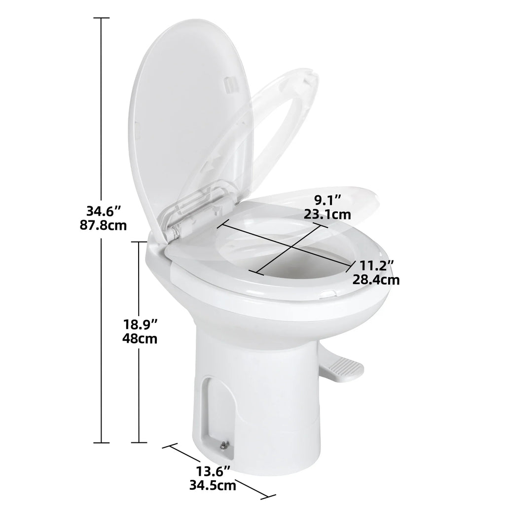 Portable Caravan for Flush, High Flush White with Camping, Profile Travel, Gravity Toilet Vesseling, Toilet Pedal Dextrus