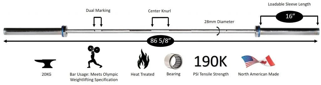 Rsquo's Barbell Weight Elite Weight for & Men Bars Competition Unisex Olympic Bar York Muscle Strength