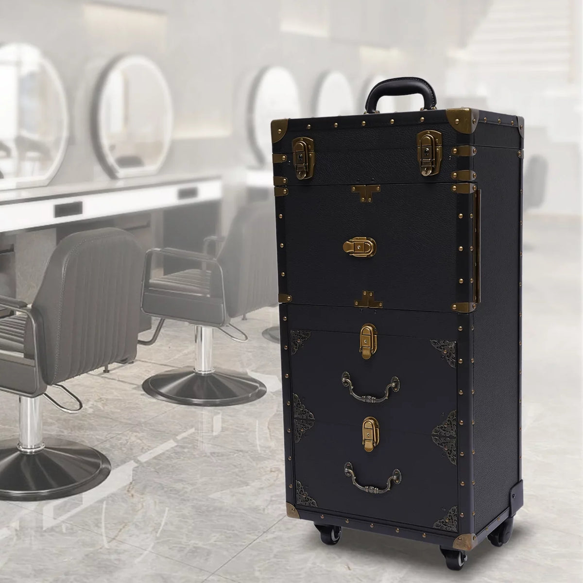 Holder Box Stylist Aiqidi Tool Barber with Train Trolley Lockable Makeup Salon Beauty Hairdressing Luggage Cosmetic Case Travel Organizer Hair Rolling Dryer