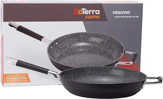 Nonstick Skillet | Professional Baking Italian Pan Nonstick Pan 13 Ceramic Cucina Pan, Pan, for Sizzling, More Frying Cooking, and Made Sauté Chefs Searing, Pan Inch DaTerra Stick Non