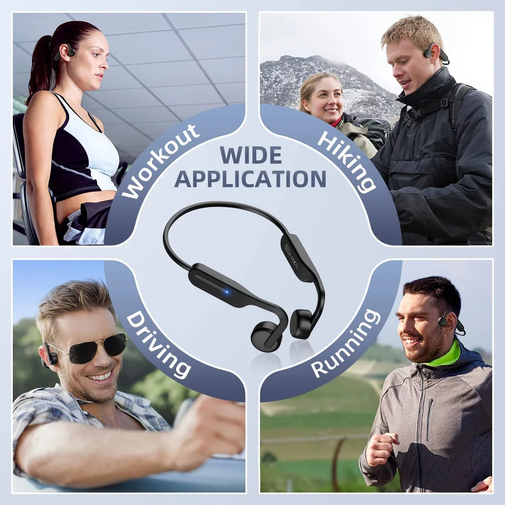 Open Headphones, Bluetooth Sports Defensive Ear Bone Sweat Conduction Headphones, Earphones, Running, Cycling, Headset 5.0 for Driving Wireless Hiking,