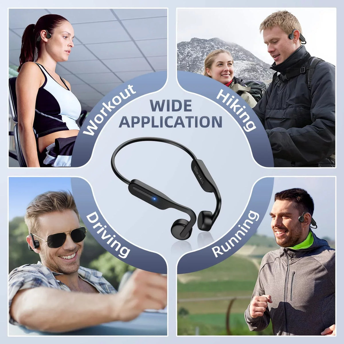 Open Headphones, Bluetooth Sports Defensive Ear Bone Sweat Conduction Headphones, Earphones, Running, Cycling, Headset 5.0 for Driving Wireless Hiking,