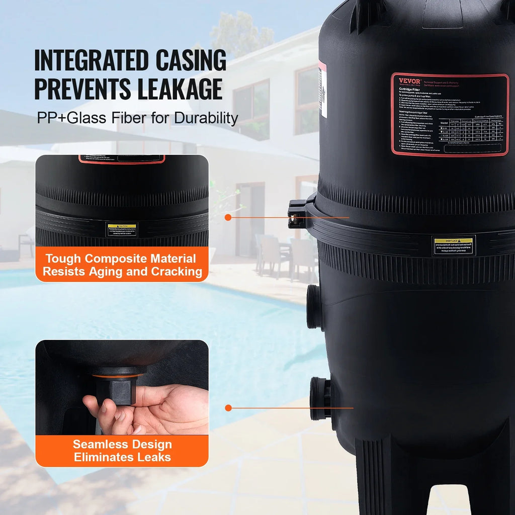 Cartridge Filtration Pool In/Above Pool Swimming 525Sq.Ft Filter Ground