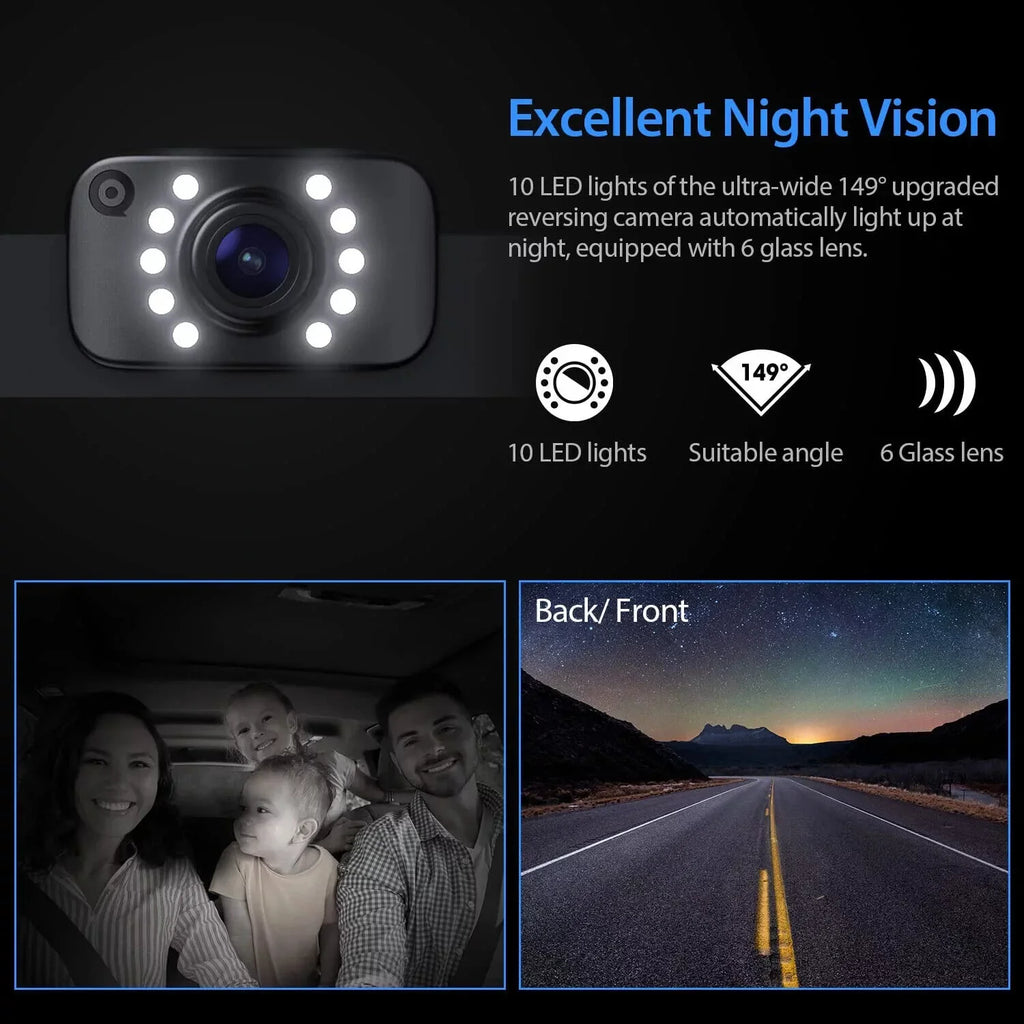 up eRapta View Camera IP69 Monitor Backup Moistureproof Back Lines 7'' & 1080P Night for Truck AY7 Rear Front Camera Grid or Vision Car