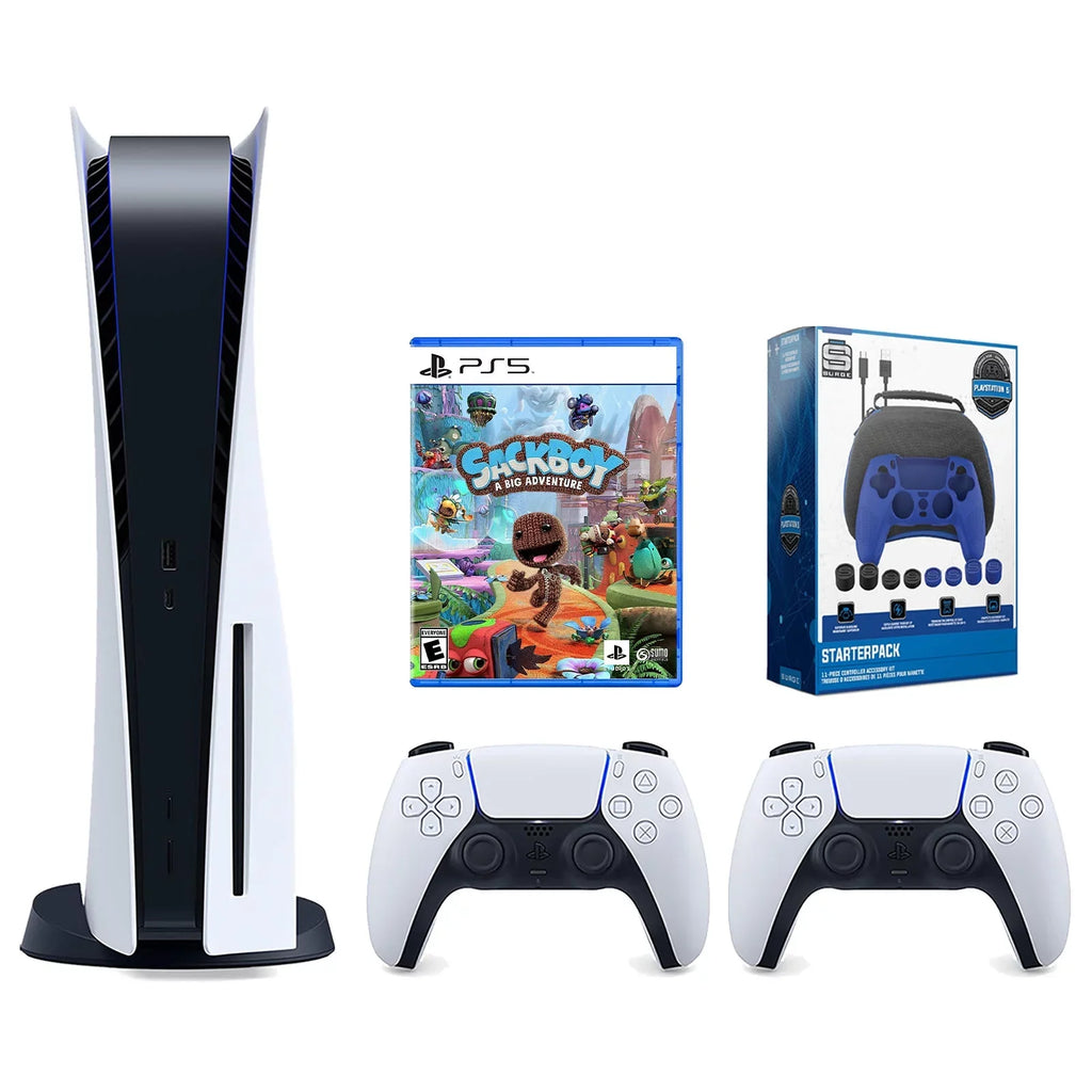 Adventure Big Surge with Sackboy: Console 5 and Starter 11-Piece Accessory Kit White Bundle Controller, Gamer Version Pro Pack A Playstation Extra Disc Sony
