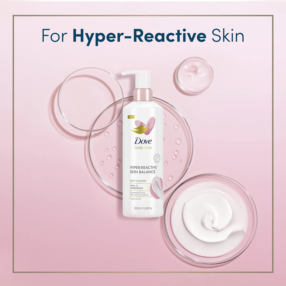 Body Reaction-Prone Skin Hyper-Reactive Body Cleanser 3 Ingredients Love 17.5 Count 12 Oz. Dove Body With Ultra-Sensitive Fragrance For Free Skin Wash Only Balance