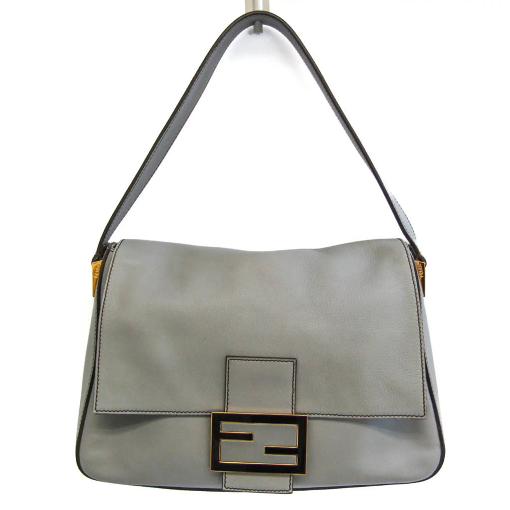 Gray (Good) Women's Leather Big Fendi Bag Mamma 8BR638 Pre-Owned Bucket Shoulder