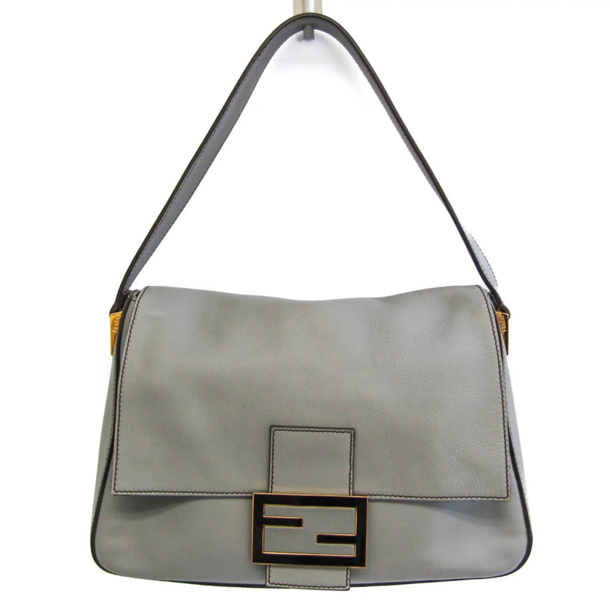Gray (Good) Women's Leather Big Fendi Bag Mamma 8BR638 Pre-Owned Bucket Shoulder
