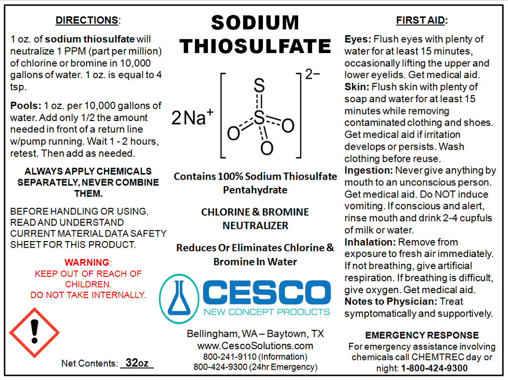 Thiosulfate for Premium 15 Solutions Chlorine Package lbs Bulk - - Tubs for Neutralizer Dechlorinator Cesco Remover Hot Aquarium, Chlorine Pentahydrate Technical-Grade by Pond Pool Pools, - Sodium
