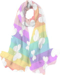 Rainbow On for Silk Butterflies Hyjoy Scarves Women Girls Wrap Long Lightweight Scarf Stripes Shawl Neck