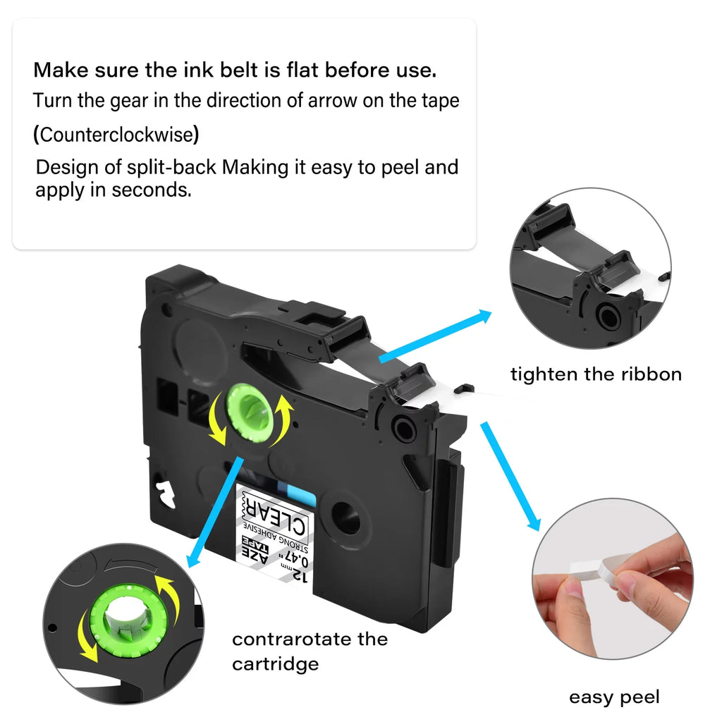 '-S131 -131 TZe TZe-131 for Label P-touch on 12mm Extra Strength Laminated 30PK Tape Brother Fits Black TZe-S131 Clear