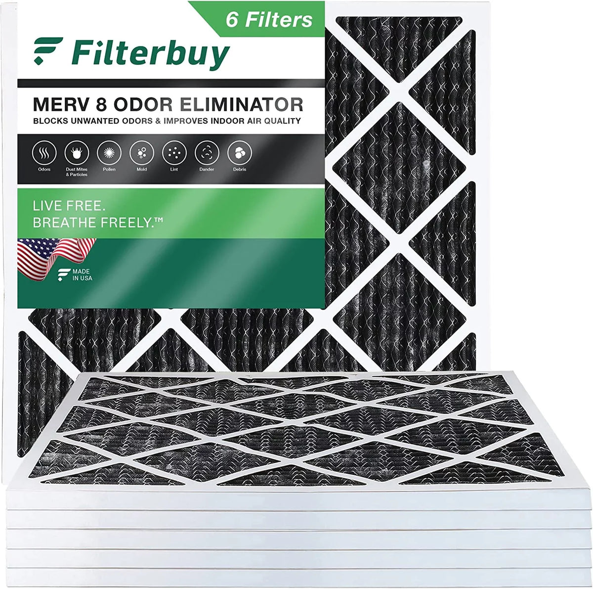 Activated Filters Odor Eliminator Filterbuy Air Pleated 18x18x1 Carbon Furnace (6-Pack) with 8