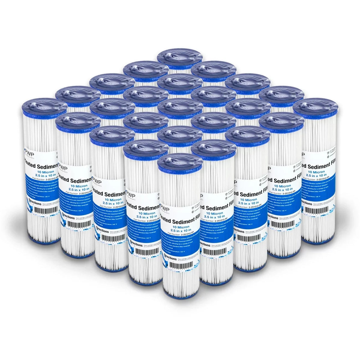 Polypropylene Filter 2.5X10" Cartridge Micron Moisture Pleated Pack 10 25