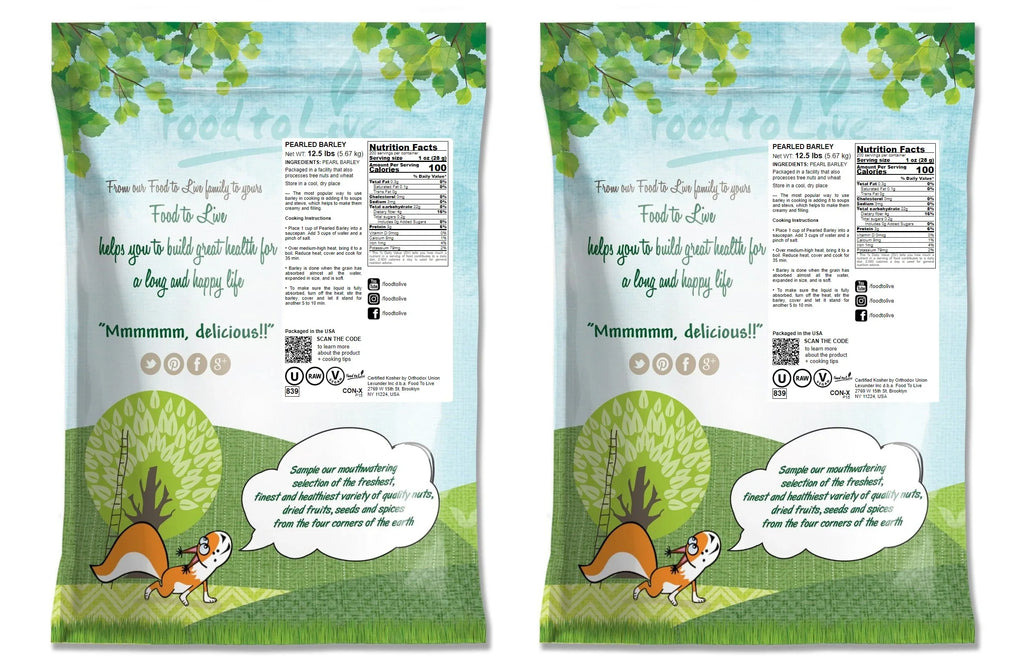 25 Vegan, Pearled — to Raw Food by Barley, Kosher, Pounds Live —