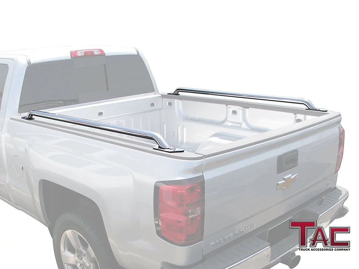 Side Sierra 304 Rails 1500 Steel Accessories 2014-2024 CarbonPro 2pcs Truck Denali Fit Stainless Bed Standard Silverado/ Bed(Excl. Chevy Editions) 6.5ft Rails