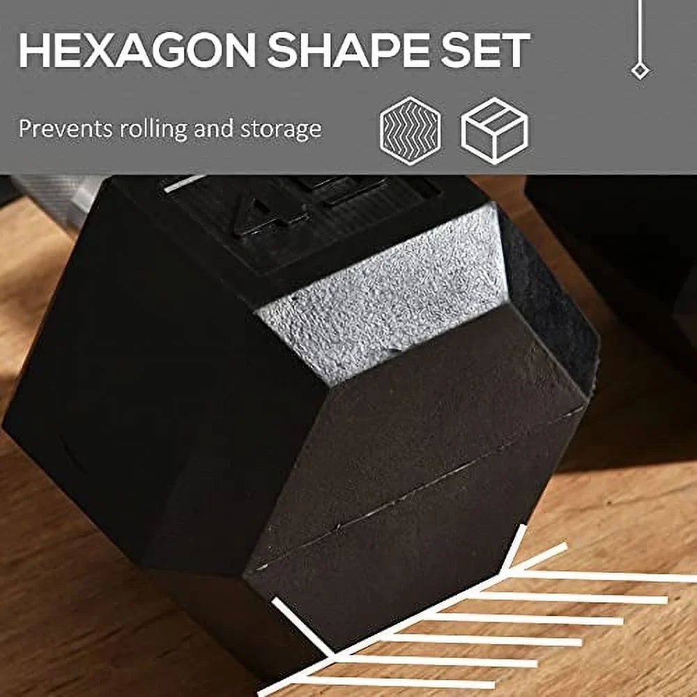 Hand Men x 2 Gym for Rubber Non-Slip with Hex or Handles, 45lbs Women Workout, Set, Anti-roll, Weights Dumbbells Soozier Home