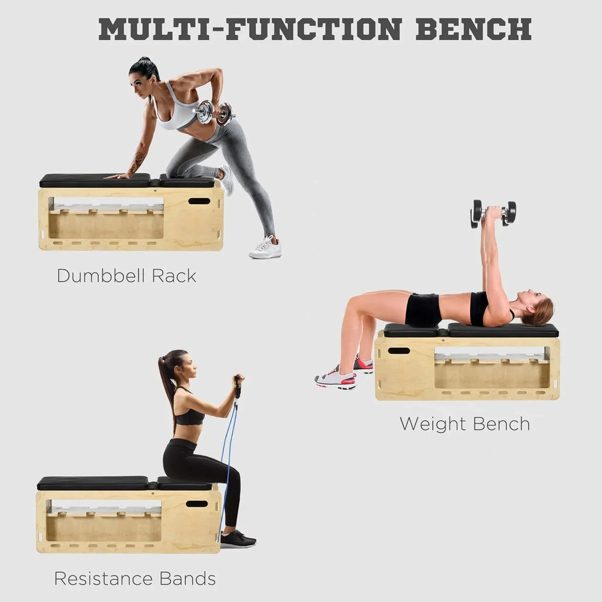 Gym For Storage Bench, Chest With Equipment Bench Workout Weight Rope, Strength Incline Resistance & Adjustable Bench Weight Rack Arms Training Lifting Home