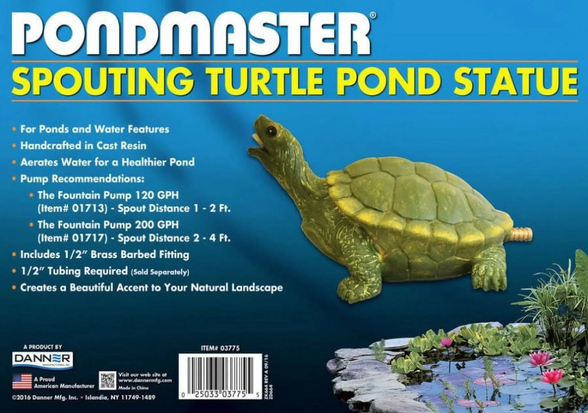 3.6"W x 5.6"H Resin Turtle Pondmaster x 9"L 3 of Spitter Pack