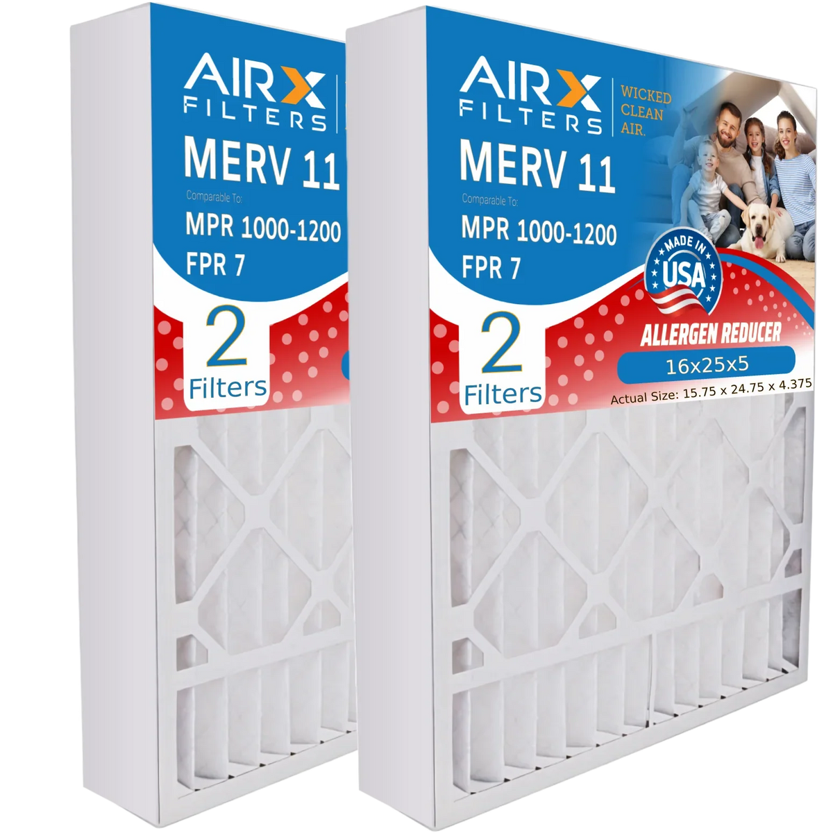 Pack 11 Filter X0583 Lennox Air 1200 to 2 1000, 7 by Fits Filter Air & 16x25x5 . with Comparable