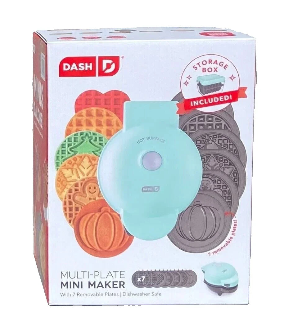 Plates a Waffle 7 with and Iron Maker Storage Dash Removable Mini Waffle