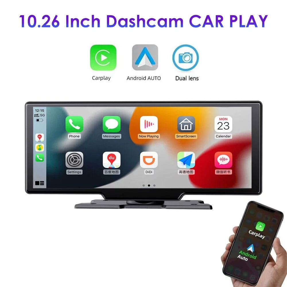 Auto Screen Dash ". Dual Android Camera Touch Wifi Paddsun Car Channel Wireless 2K 10.26''
