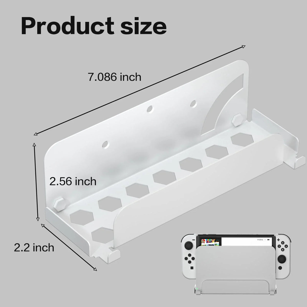 Shelf Metal Nintendo Near Wall Wall Mount Joy -White Switch , Con Behind with Switch for and Store Switch or Safely Mount Stand Console Kit Accessories Hanger,