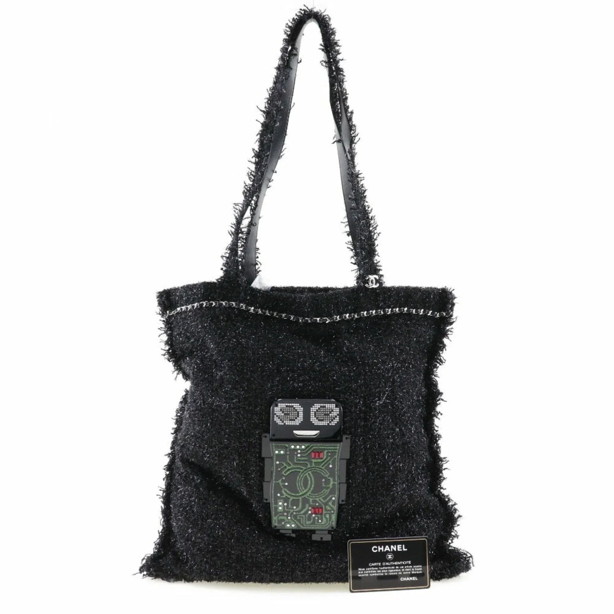 Cocomark Chanel Robot (Good) Hardware Pre-Owned Unisex Bag Black/Silver Tweed Tote A94646
