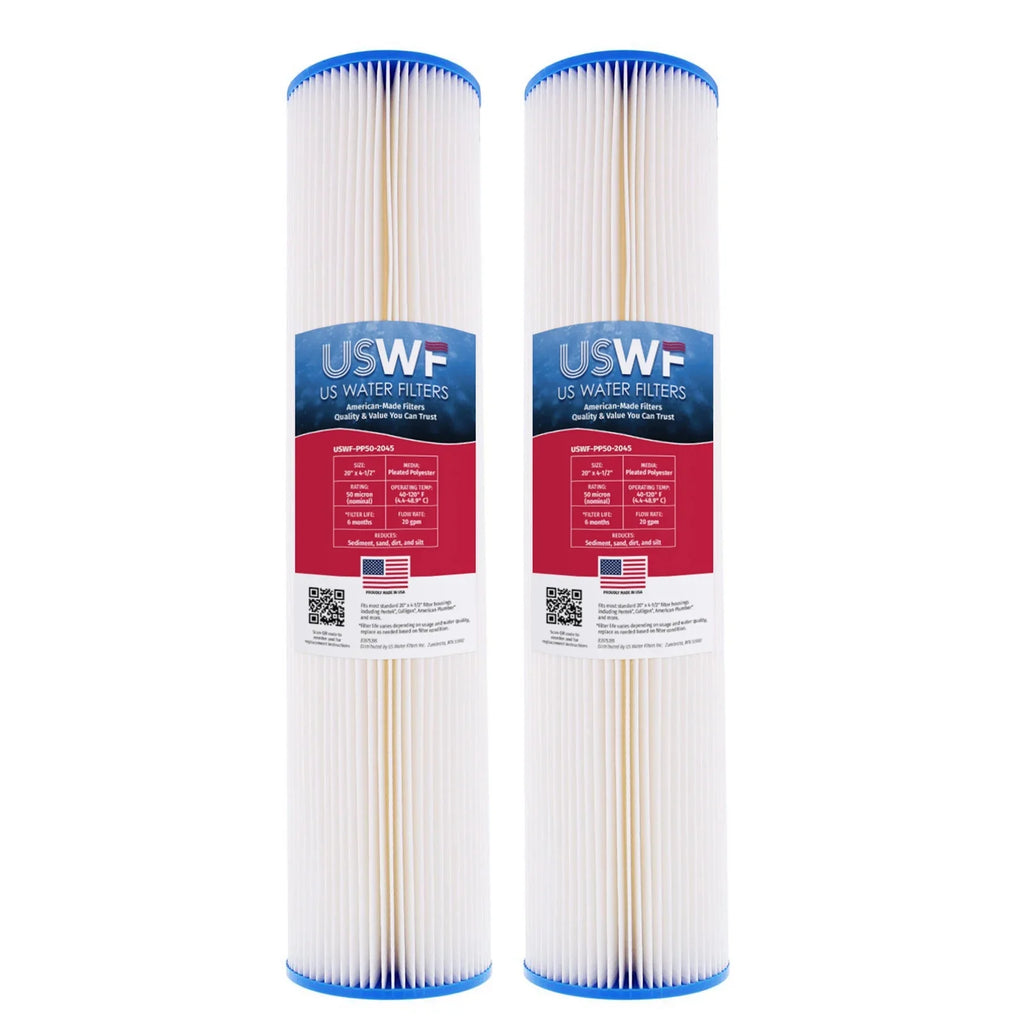 50 4.5 x Micron Inch 20 Cartridge Inch Replacement Sediment Polyester Whole House Pleated