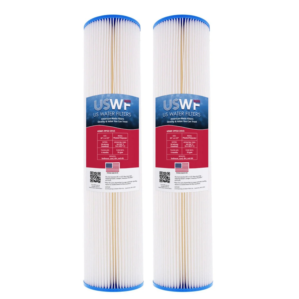 50 4.5 x Micron Inch 20 Cartridge Inch Replacement Sediment Polyester Whole House Pleated