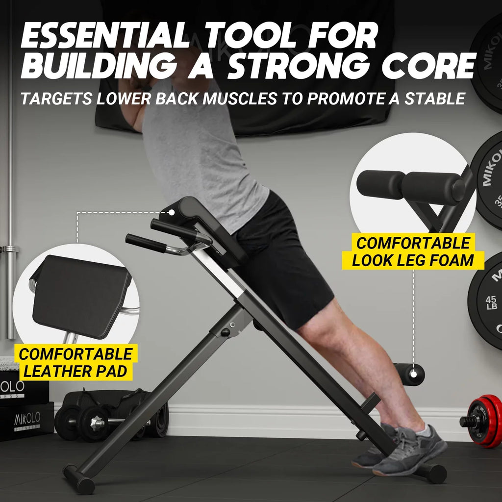 Exercise Adjustable Foldable Chair, Training. Roman Mikolo with Heights 9 Hyperextension Bench Capacity, for Strength 300LBS