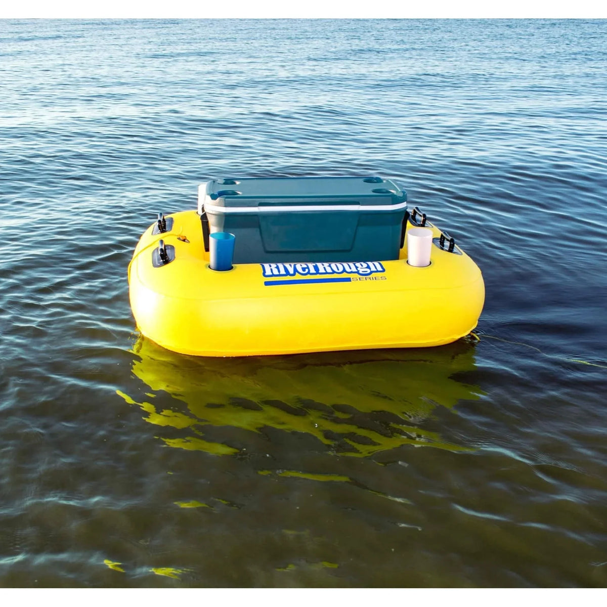 Float 55" Cooler Inflatable Swimming Raft Black Pool Yellow and